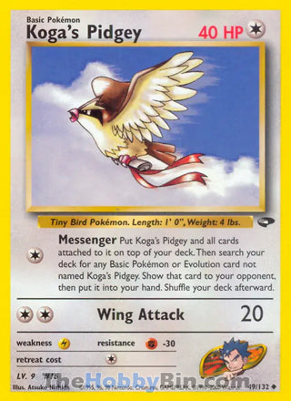 Koga's Pidgey #49/132 Uncommon - Gym Challenge Pokemon card