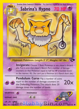Sabrina's Hypno #56/132 Uncommon - Gym Challenge Pokemon card