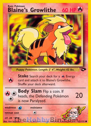 0062 Blaine's Growlithe Common Gym Challenge