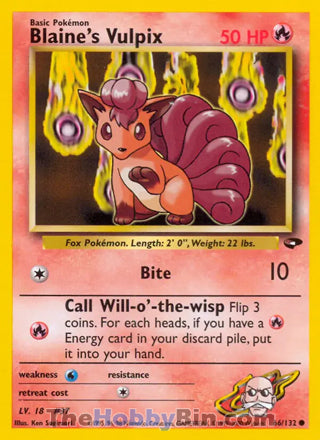 Blaine's Vulpix #66/132 Common - Gym Challenge Pokemon card