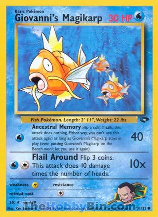 Giovanni's Magikarp #73/132 Common - Gym Challenge Pokemon card