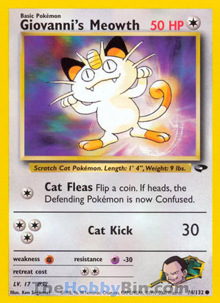 Giovanni's Meowth #74/132 Common - Gym Challenge Pokemon card