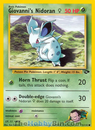 Giovanni's Nidoran F #75/132 Common - Gym Challenge Pokemon card