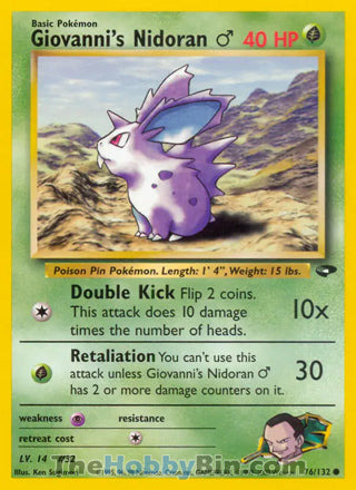 Giovanni's Nidoran M #76/132 Common - Gym Challenge Pokemon card
