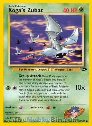 Koga's Zubat #83/132 Common - Gym Challenge Pokemon card