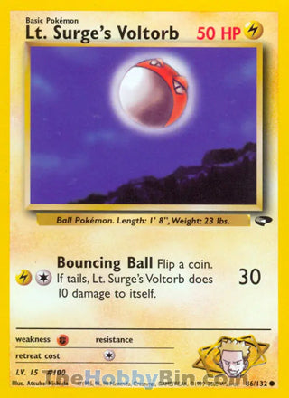 Lt. Surge's Voltorb #86/132 Common - Gym Challenge Pokemon card