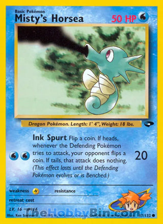Misty's Horsea #87/132 Common - Gym Challenge Pokemon card