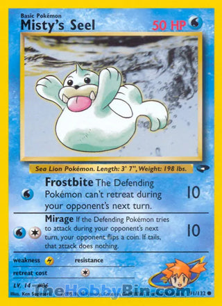 Misty's Seel #91/132 Common - Gym Challenge Pokemon card