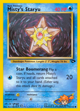Misty's Staryu #92/132 Common - Gym Challenge Pokemon card