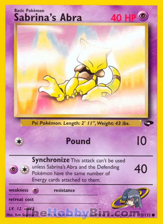 Sabrina's Abra #93/132 Common - Gym Challenge Pokemon card