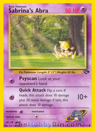 Sabrina's Abra #94/132 Common - Gym Challenge Pokemon card
