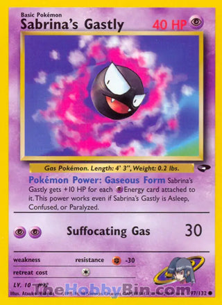 Sabrina's Gastly #97/132 Common - Gym Challenge Pokemon card