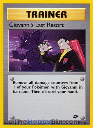 Giovanni's Last Resort #105/132 Rare - Gym Challenge Pokemon card