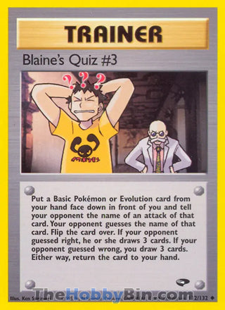 Blaine's Quiz #3 #112/132 Uncommon - Gym Challenge Pokemon card
