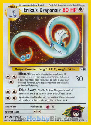 0004 Erika's Dragonair Holo Rare Gym Heroes