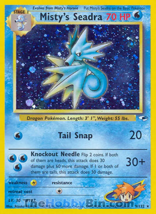 Misty's Seadra #9/132 Holo Rare - Gym Heroes Pokemon card