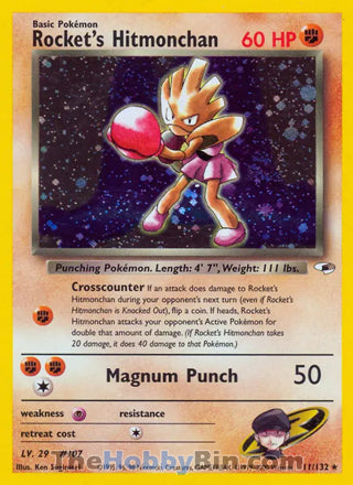 Rocket's Hitmonchan #11/132 Holo Rare - Gym Heroes Pokemon card