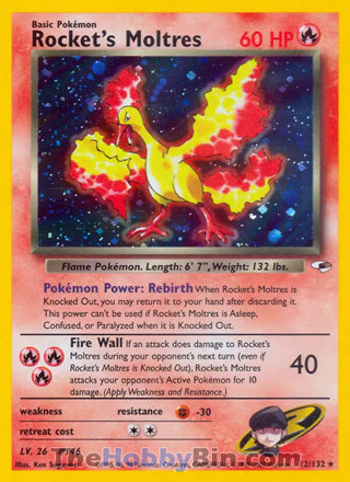 Rocket's Moltres #12/132 Holo Rare - Gym Heroes Pokemon card