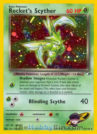 Rocket's Scyther #13/132 Holo Rare - Gym Heroes Pokemon card