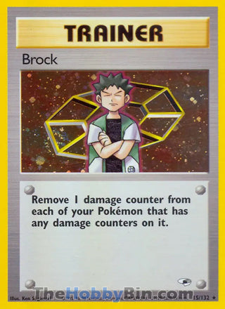 Brock #15/132 Holo Rare - Gym Heroes Pokemon card