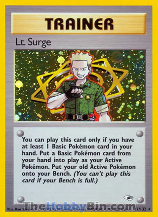 0017 Lt. Surge Holo Rare Gym Heroes
