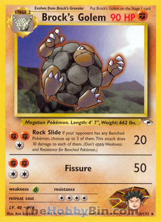 Brock's Golem #20/132 Rare - Gym Heroes Pokemon card