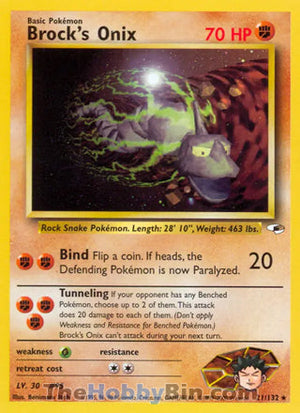 0021 Brock's Onix Rare Gym Heroes