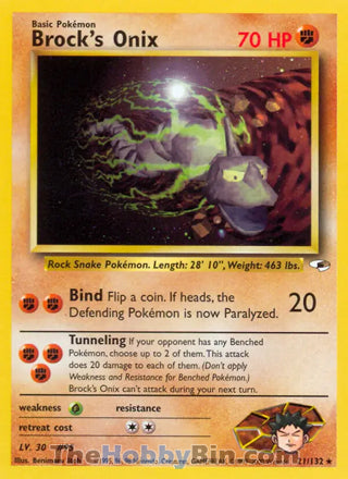 Brock's Onix #21/132 Rare - Gym Heroes Pokemon card