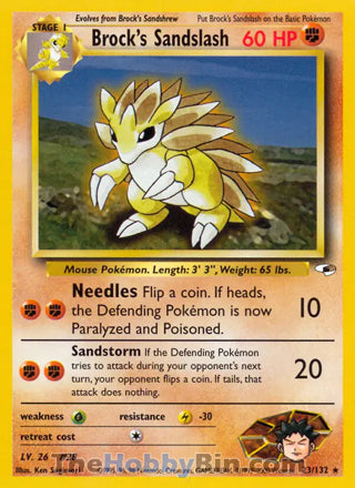 Brock's Sandslash #23/132 Rare - Gym Heroes Pokemon card