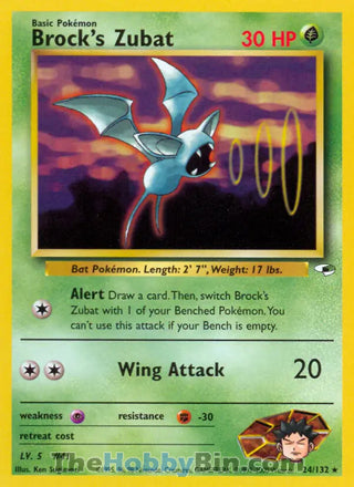 Brock's Zubat #24/132 Rare - Gym Heroes Pokemon card