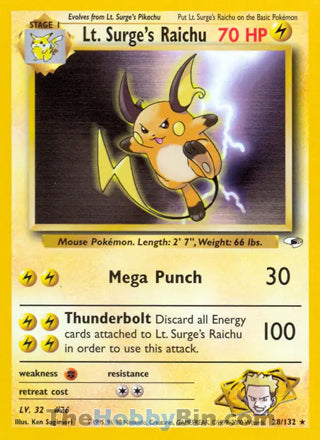0028 Lt. Surge's Raichu Rare Gym Heroes