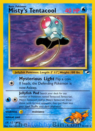 Misty's Tentacool #32/132 Rare - Gym Heroes Pokemon card