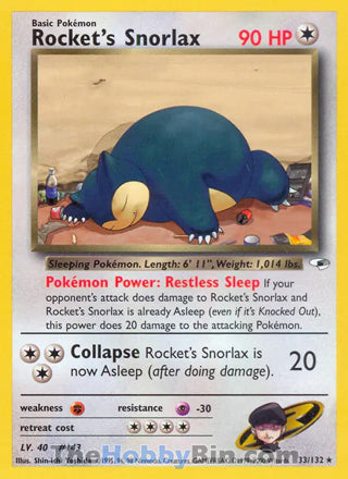 Rocket's Snorlax Gym Heroes Rare #33/132