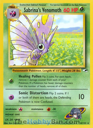 Sabrina's Venomoth #34/132 Rare - Gym Heroes Pokemon card