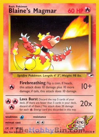 Blaine's Magmar #37/132 Uncommon - Gym Heroes Pokemon card