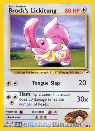 Brock's Lickitung #41/132 Uncommon - Gym Heroes Pokemon card