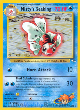 Misty's Seaking #55/132 Uncommon - Gym Heroes Pokemon card