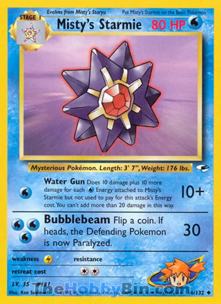 Misty's Starmie #56/132 Uncommon - Gym Heroes Pokemon card