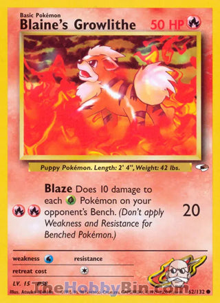 Blaine's Growlithe Gym Heroes Common #62/132