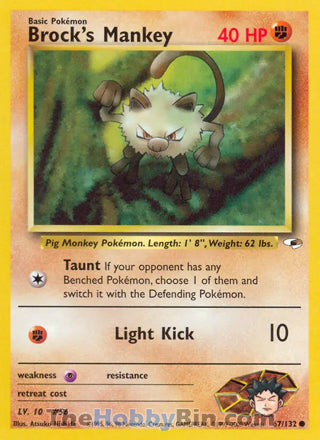 Brock's Mankey Gym Heroes Common #67/132