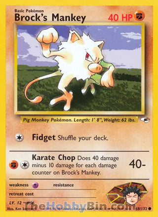 Brock's Mankey #68/132 Common - Gym Heroes Pokemon card