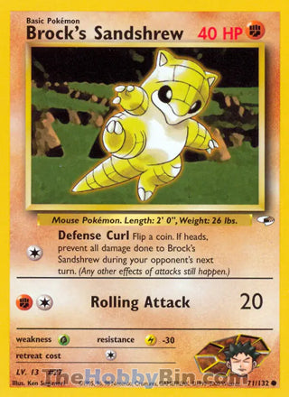 Brock's Sandshrew #71/132 Common - Gym Heroes Pokemon card
