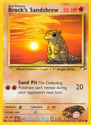 Brock's Sandshrew #72/132 Common - Gym Heroes Pokemon card