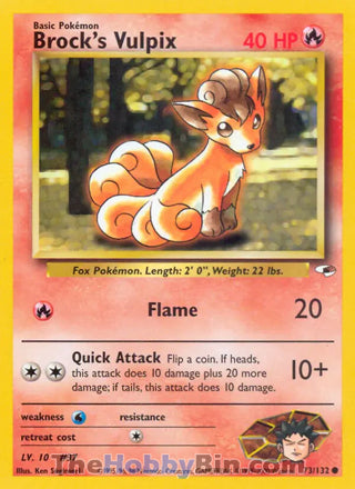 Brock's Vulpix Gym Heroes Common #73/132