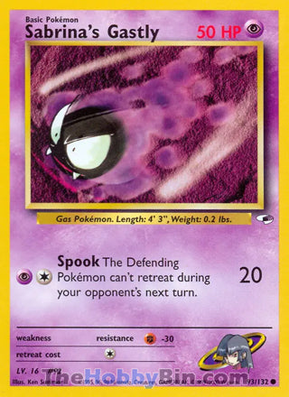Sabrina's Gastly #93/132 Common - Gym Heroes Pokemon card