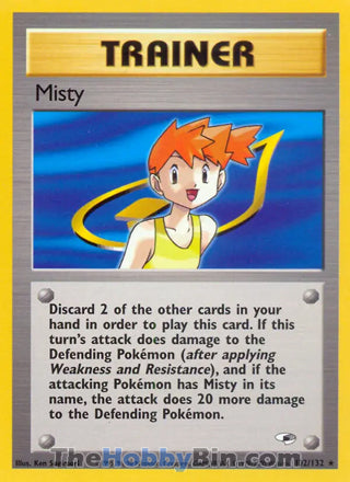 Misty #102/132 Rare - Gym Heroes Pokemon card
