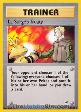 Lt. Surge's Treaty #112/132 Uncommon - Gym Heroes Pokemon card
