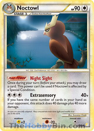 Noctowl HeartGold & SoulSilver Holo Rare #8/123