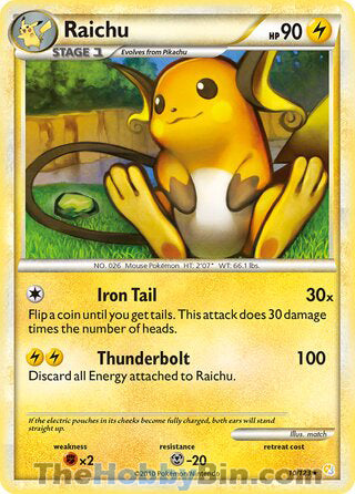 0010 Raichu Holo Rare HeartGold SoulSilver