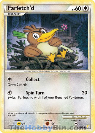 Farfetch'd #19/123 Rare - HeartGold & SoulSilver Pokemon card